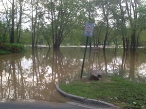 Photo of flooding at Hominy Creek Park.