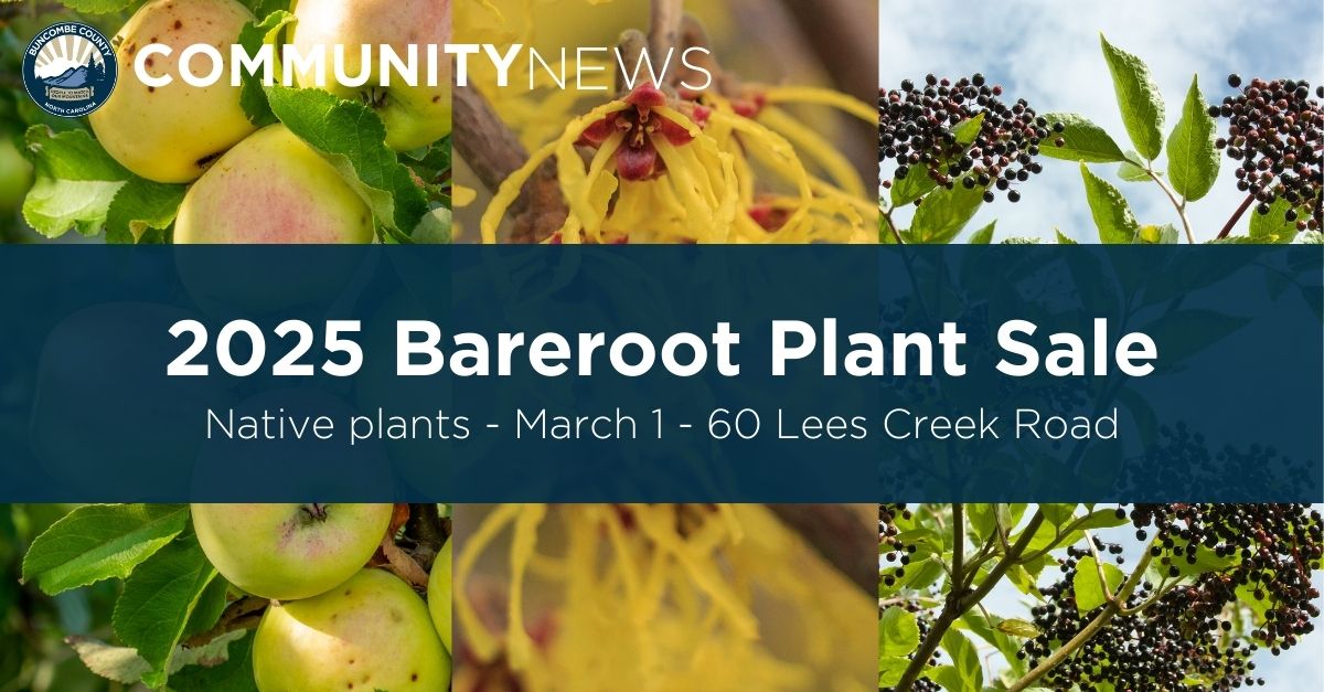 Graphic for the 2025 Bareroot Plant Sale on March 1 with three native plant images in the background