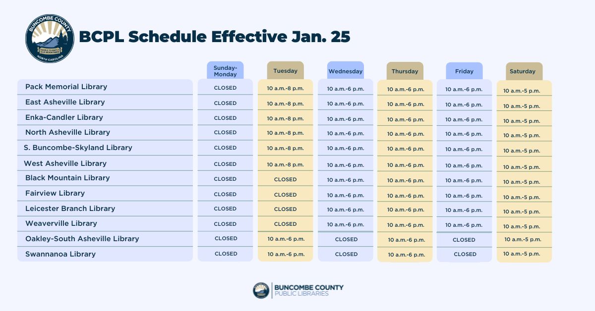 library schedule of operating hours