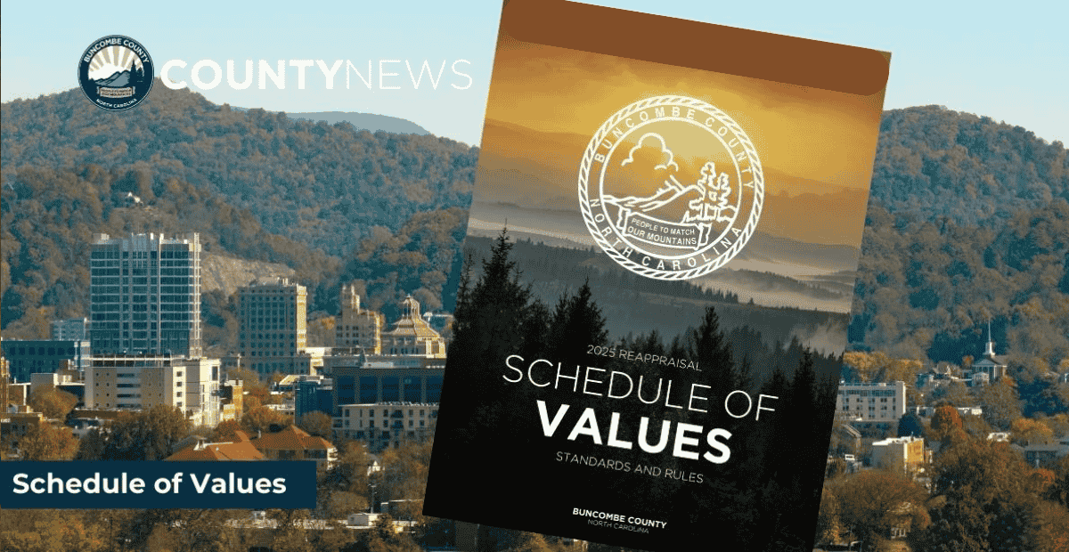 a skyline of Asheville with Schedule of Values cover