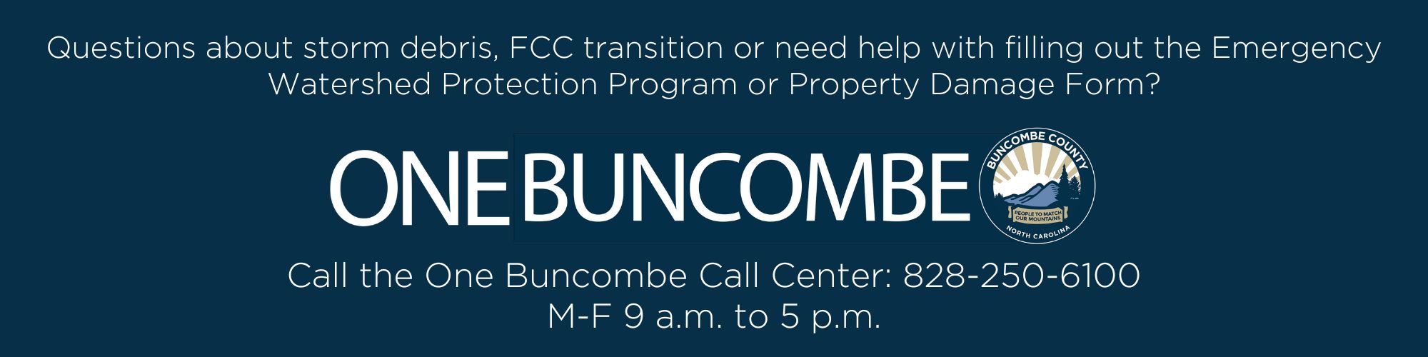 OneBuncombe Call Center 828-250-6100