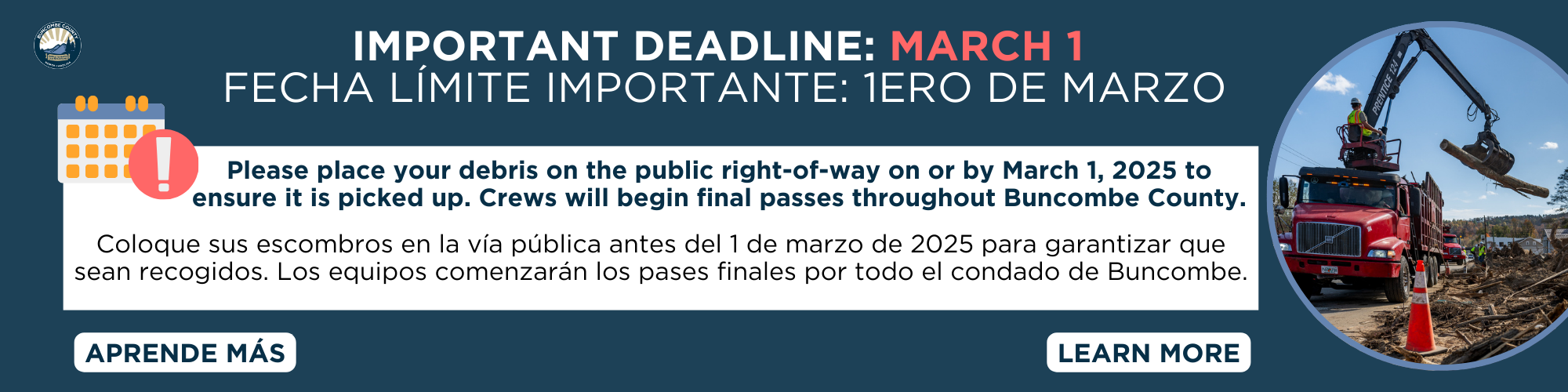 March 1, 2025 is the deadline for public right-of-way debris